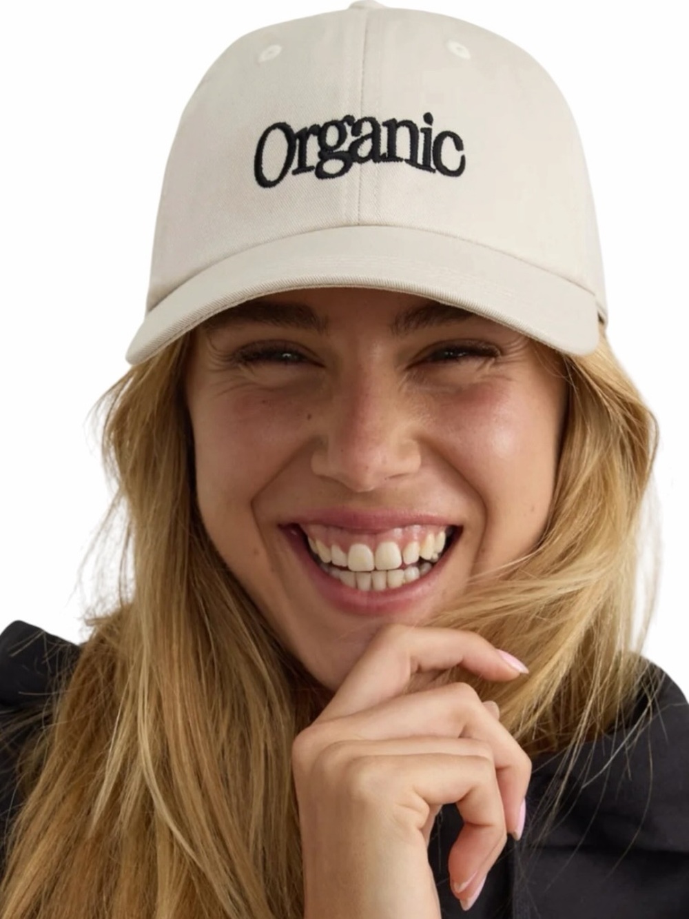 Organic Basics Core Casual Cap Logo Hat in Cream Like New